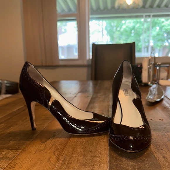 Furla ( Made in Italy ) Deep Eggplant Color  Patent Leather Heels Size 40( Europ - Picture 1 of 10